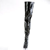 Schwarz 13 cm SEDUCE-4000 Vinyl overknee stiefel crotch hoch