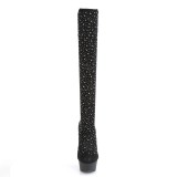 Schwarz 15 cm DELIGHT-30022 Strickstoff poledance overkneestiefel