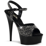 Schwarz 15 cm DELIGHT-609RS Damenschuhe mit Glitzersteine