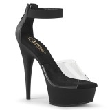 Schwarz 15 cm DELIGHT-624 pleaser high heels mit knöchelriemen