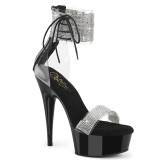 Schwarz 15 cm DELIGHT-627RS plateau high heels mit knöchelriemen