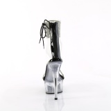 Schwarz 15 cm DELIGHT-627RS transparente plateau high heels mit knöchelriemen