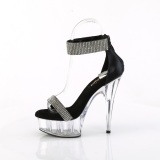 Schwarz 15 cm DELIGHT-641 pleaser high heels mit knöchelriemen