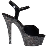 Schwarz 15 cm KISS-209MG Glitzern Plateau High Heels