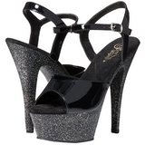 Schwarz 15 cm KISS-209MG Glitzern Plateau High Heels