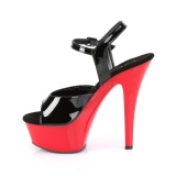 Schwarz 15 cm Pleaser KISS-209 Rot Plateau High Heels