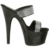 Schwarz 18 cm ADORE-702-2 Plateau Pantoletten Mules Strass Steine