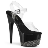 Schwarz 18 cm ADORE-708-3 glitter plateauschuhe high heels