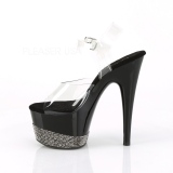 Schwarz 18 cm ADORE-708-3 glitter plateauschuhe high heels