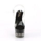 Schwarz 18 cm ADORE-708-3 glitter plateauschuhe high heels