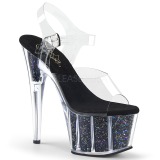 Schwarz 18 cm ADORE-708CG glitter plateau high heels