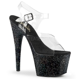 Schwarz 18 cm ADORE-708MG glitter plateau high heels