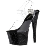 Schwarz 18 cm ADORE-708MG glitter plateau high heels