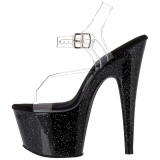 Schwarz 18 cm ADORE-708MG glitter plateau high heels