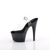 Schwarz 18 cm ADORE-708SS glitter plateau high heels sandaletten