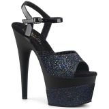 Schwarz 18 cm ADORE-709-2G glitter plateau sandaletten