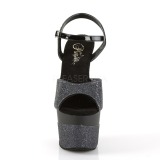 Schwarz 18 cm ADORE-709-2G glitter plateau sandaletten
