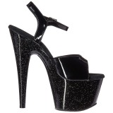 Schwarz 18 cm ADORE-709MG glitter plateau high heels