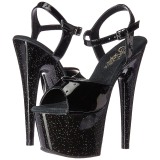 Schwarz 18 cm ADORE-709MG glitter plateau high heels