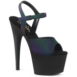 Schwarz 18 cm ADORE-709REFL Hologramm plateau high heels