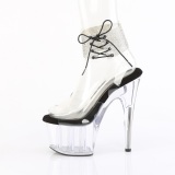 Schwarz 18 cm ADORE-791-2RS transparente plateau high heels mit knöchelriemen