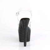 Schwarz 18 cm BEJEWELED-708DM plateau high heels mit strass steinen