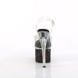 Schwarz 18 cm ESTEEM-708LG glitter plateauschuhe high heels