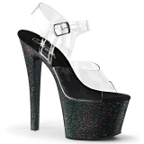 Schwarz 18 cm Pleaser SKY-308MG glitter high heels schuhe