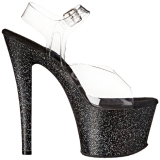 Schwarz 18 cm Pleaser SKY-308MG glitter high heels schuhe