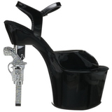 Schwarz 18 cm REVOLVER-709 Plateau Pistole High Heels