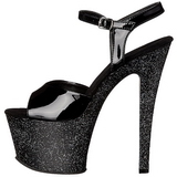 Schwarz 18 cm SKY-309MG Glitzern Plateau High Heels