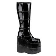 Schwarz 18 cm STACK-301 vinylleder demonia stiefel - unisex cyberpunk stiefel