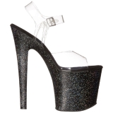 Schwarz 19 cm TABOO-708MG glitter plateau high heels