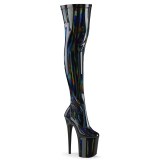 Schwarz 20 cm FLAMINGO-3000HWR Hologramm poledance overkneestiefel