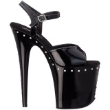 Schwarz 20 cm FLAMINGO-809ABLS Sandaletten mit Strass Plateau