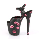 Schwarz 20 cm FLAMINGO-809KISSES pleaser high heels mit plateau