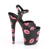 Schwarz 20 cm FLAMINGO-809KISSES pleaser high heels mit plateau