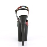 Schwarz 20 cm FLAMINGO-809RBDT Hologramm plateau high heels
