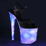 Schwarz 20 cm FLAMINGO-809REFL plateauschuhe high heels