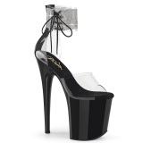 Schwarz 20 cm FLAMINGO-824RS pleaser high heels mit knöchelriemen