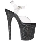 Schwarz 20 cm Pleaser FLAMINGO-808MG glitter high heels schuhe