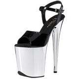 Schwarz 20 cm Pleaser FLAMINGO-809 Chrome Plateau High Heels