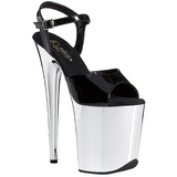 Schwarz 20 cm Pleaser FLAMINGO-809 Chrome Plateau High Heels