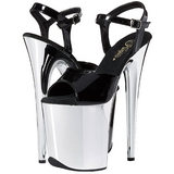 Schwarz 20 cm Pleaser FLAMINGO-809 Chrome Plateau High Heels