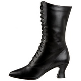 Schwarz 7 cm VICTORIAN-120 Damen Stiefeletten mit Schnürsenkel