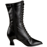 Schwarz 7 cm VICTORIAN-120 Damen Stiefeletten mit Schnürsenkel