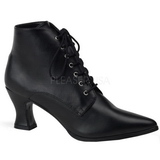 Schwarz 7 cm VICTORIAN-35 Damen Stiefeletten mit Schnürsenkel