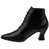 Schwarz 7 cm VICTORIAN-35 Damen Stiefeletten mit Schnürsenkel