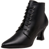 Schwarz 7 cm VICTORIAN-35 Damen Stiefeletten mit Schnürsenkel