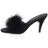 Schwarz 8 cm AMOUR-03 Mules Schuhe mit Marabou Federn - Plüsch